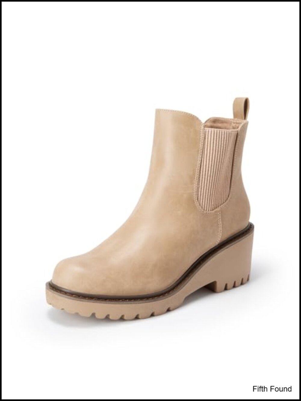 Faux Leather Wedge Chelsea Ankle Boots Round Toe Platform Booties